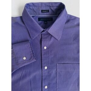 Tommy Hilfiger Men's 15 1/2-34/35 Regular Fit Purple Long Sleeve Button Up Shirt
